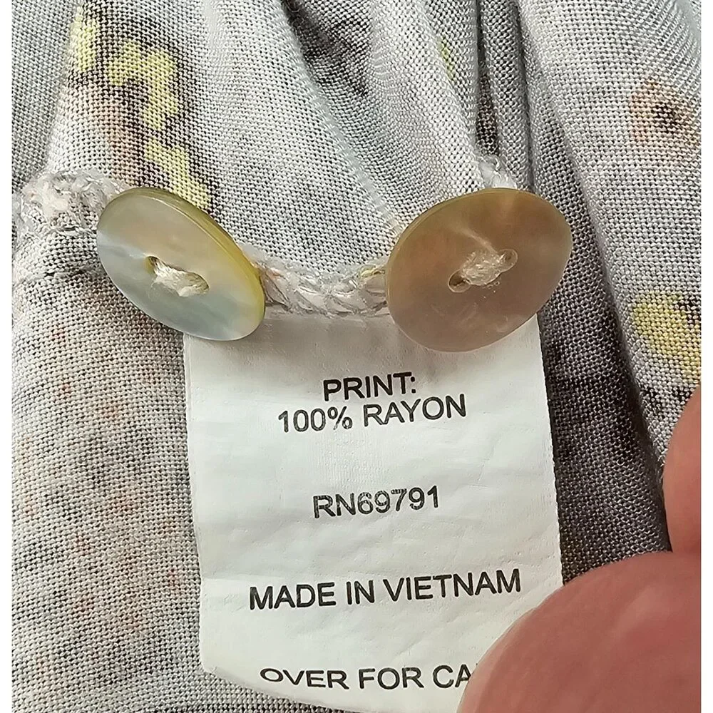 Fig & Flower Anthropologie Women's Boho Print Blouse SM Multicolor Button Up - Picture 3 of 8